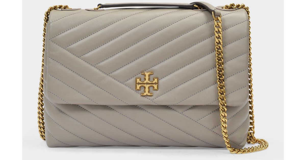 Tory Burch Kira Chevron Convertible Shoulder Bag in Gray | Lyst