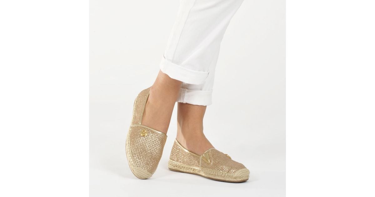 MICHAEL Michael Kors Kendrick Slip Ons In Gold Pixie Fine Perforated  Leather in Natural | Lyst