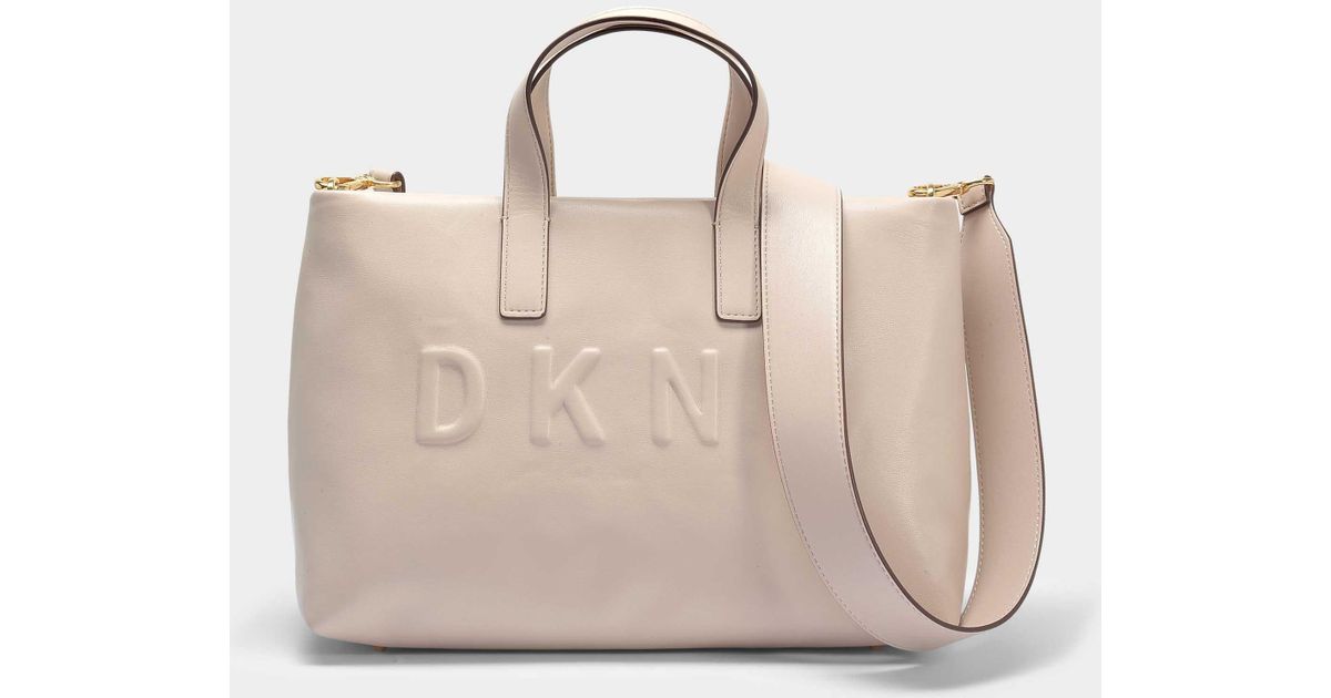 DKNY Tilly Small Zip Tote Bag In Caz Carnation Debossed Logo Pu | Lyst