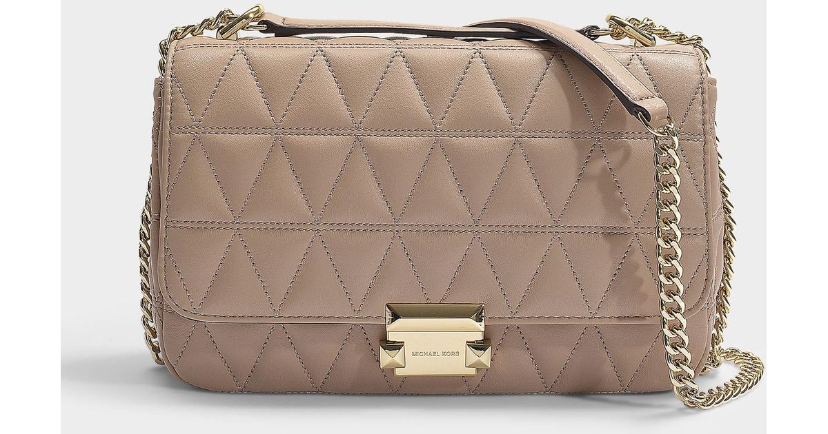 MICHAEL Michael Kors Leather Sloan Large Chain Shoulder Bag In Truffle  Quilted Lambskin in Beige (Natural) - Lyst