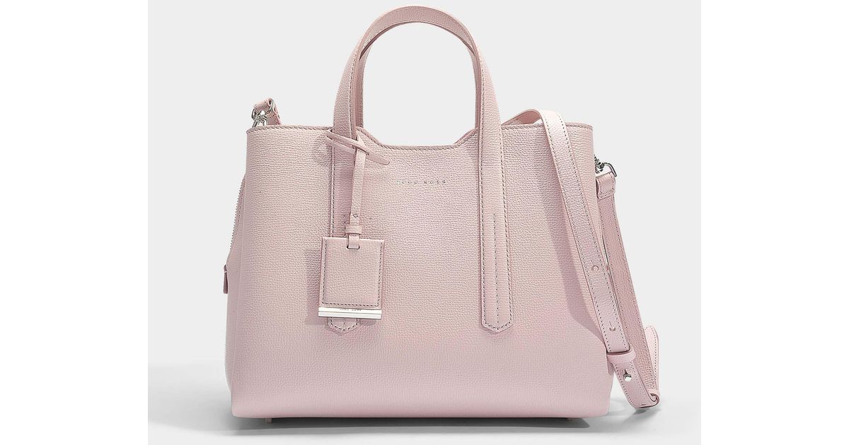 BOSS by HUGO BOSS Taylor Small Tote In Pink Grained Calfskin - Lyst