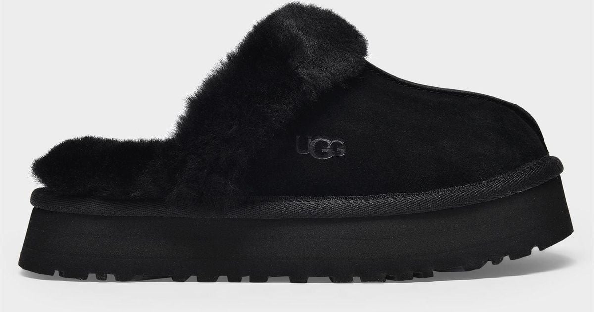 UGG Disquette Slides In Black Leather - Lyst
