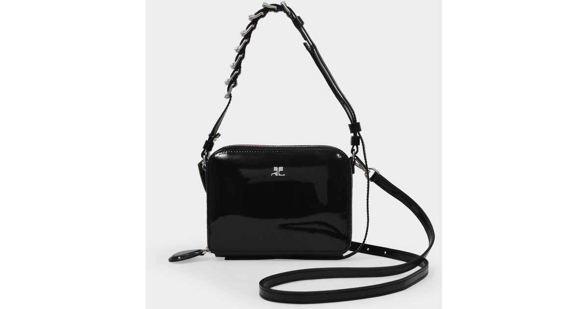 Courreges Mirror Bag In Black Leather Lyst