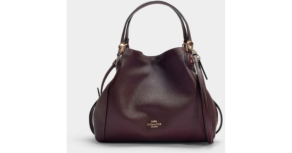COACH Pink Polished Pebble Leather Edie 28 Shoulder Bag COACH Pink Polished Pebble Leather Edie 28 Shoulder Bag