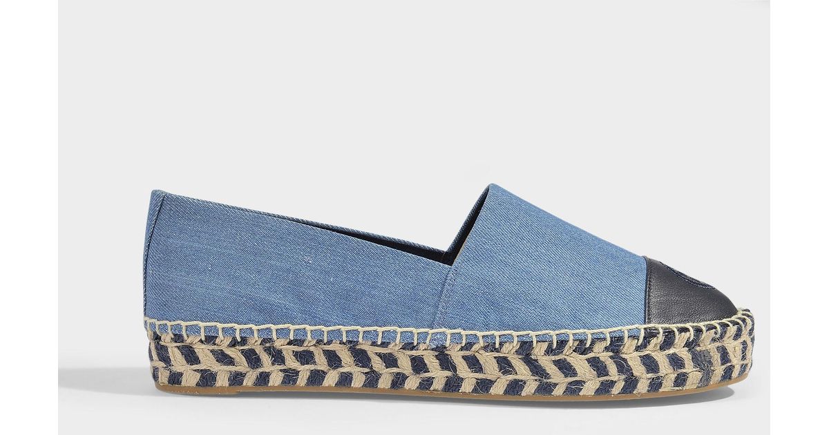 Tory Burch Colour-block Denim Charmbray Perfect Navy Platform Espadril in Blue - Save 76% - Lyst