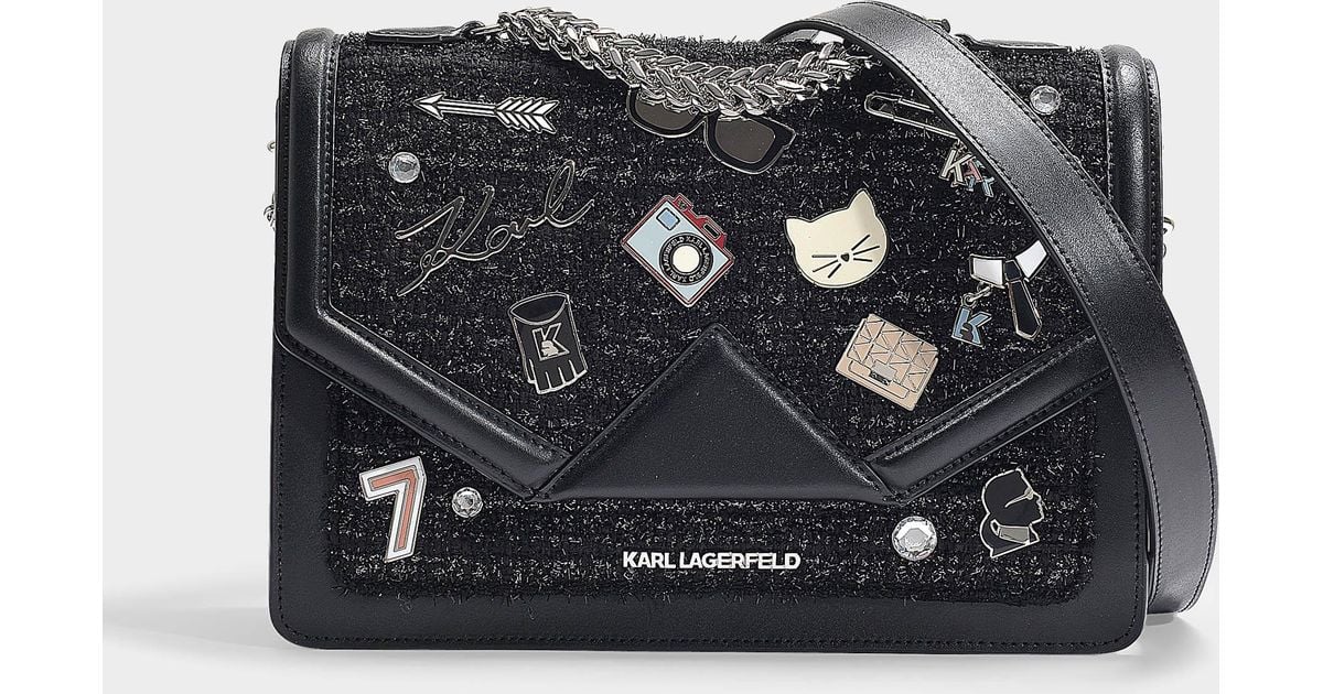 Karl Lagerfeld K/klassik Pin's Shoulder Bag In Black Wool Lyst Canada