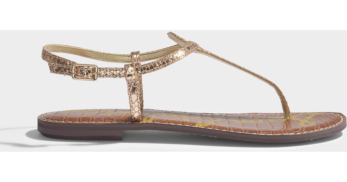 Sam Edelman Gigi Printed Boa Sandals In Rose Gold Leather | Lyst