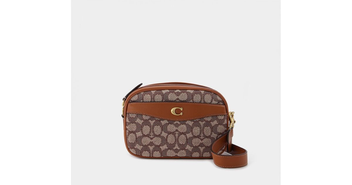 COACH Signature Textile Jacquard Camera Bag in Brown Lyst Canada