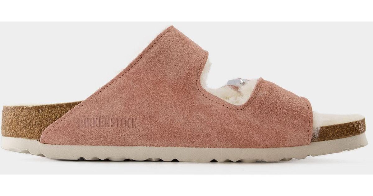 Birkenstock Arizona Shearling Sandals Wool Pink Clay in Brown Lyst