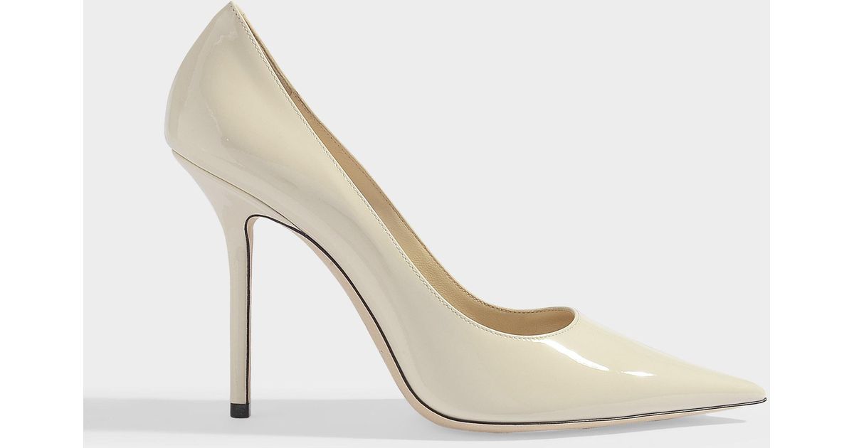Jimmy Choo Love 100 Pointed Patent Pumps In Linen Patent Leather in