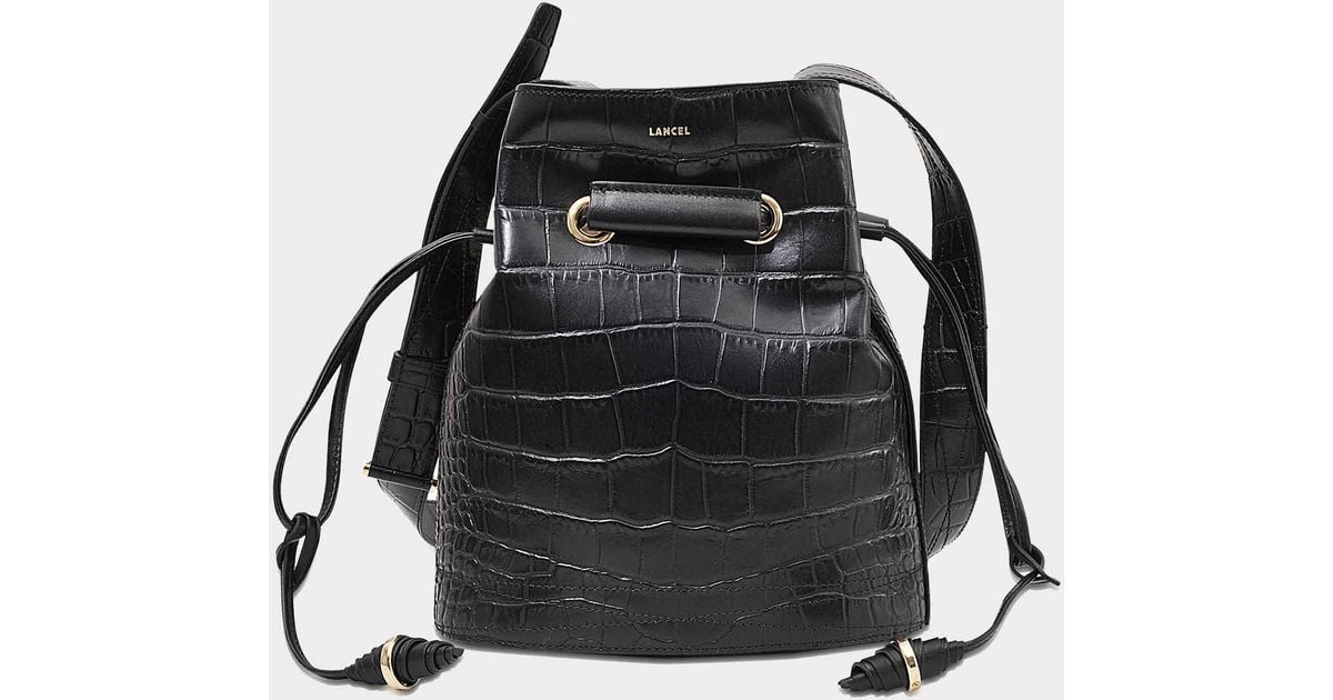 sac seau lancel croco noir