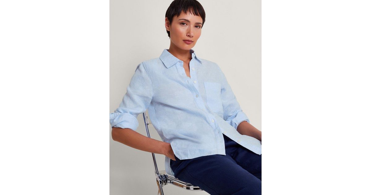 Monsoon Charlie Longline Linen Shirt Blue Lyst UK
