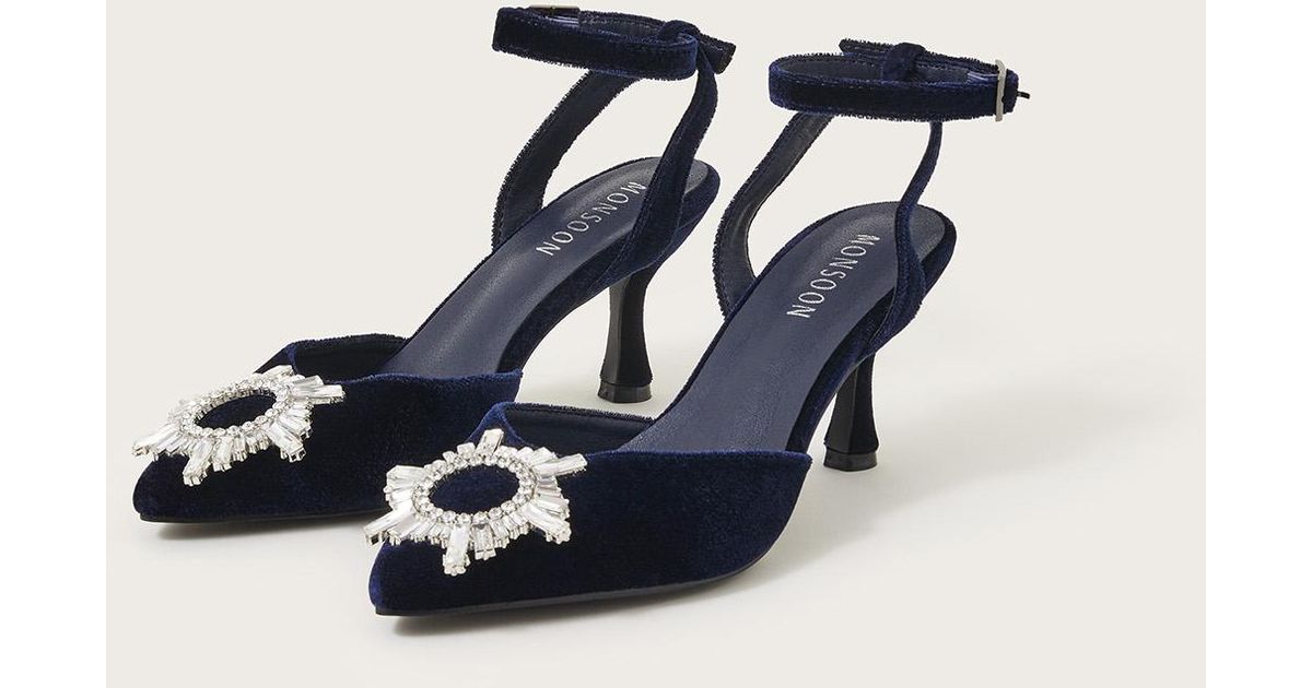 Monsoon Brooch Kitten Heels Blue