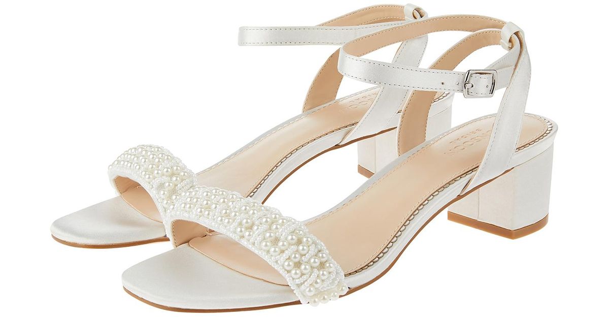 ivory low block heel sandals