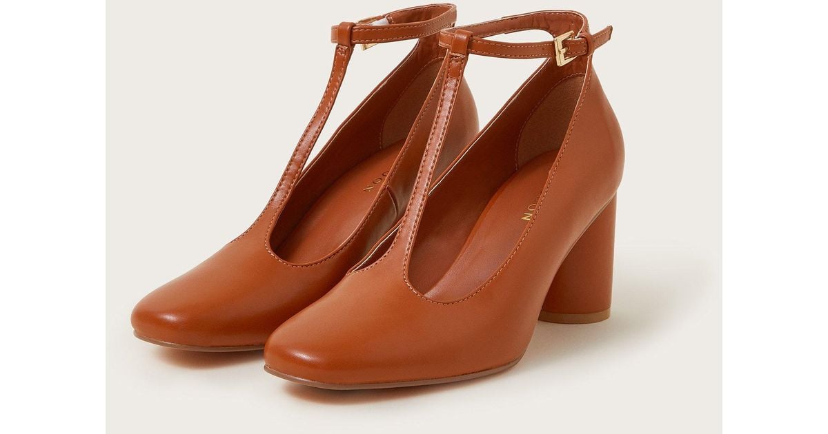 Monsoon Tala T strap Mary Jane Heels Tan in Brown Lyst UK
