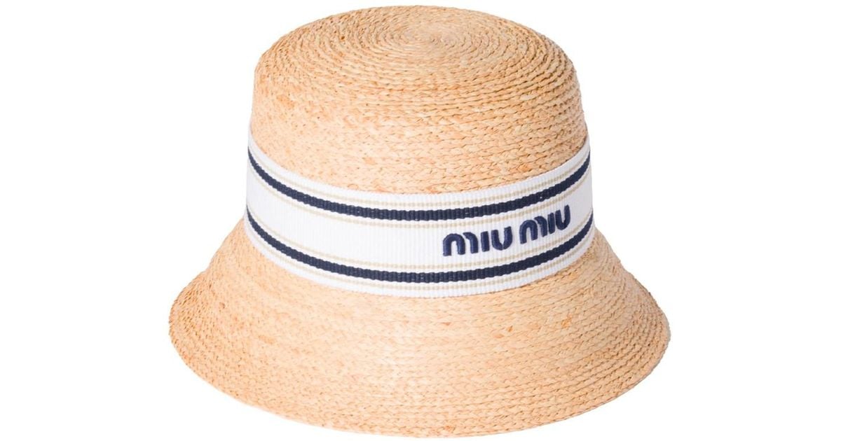Miu Miu Rafia Hat in Natural | Lyst Canada