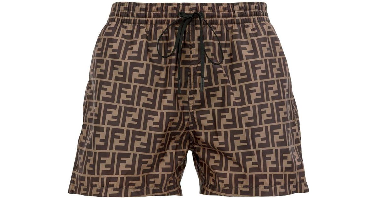 Fendi Green All-Over Logo-Print Shorts