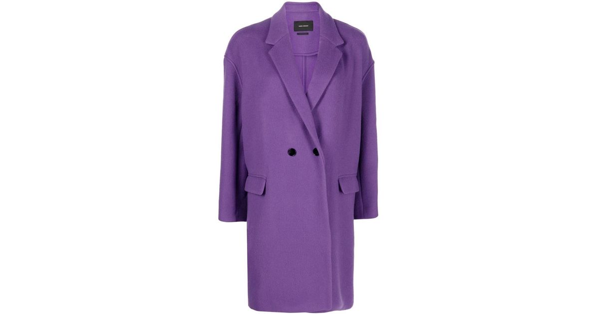 Isabel Marant Wool Efegozi Double-breasted Coat in Pink & Purple ...