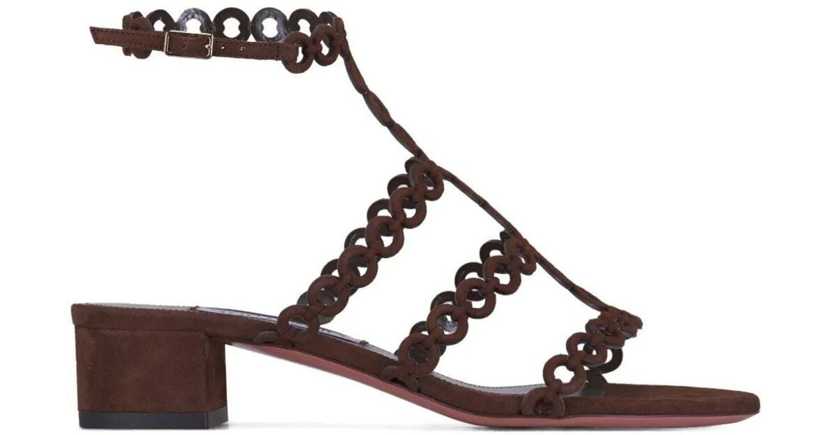 ★関税込み★ AQUAZZURA INFINITY CHAIN SANDAL Infinity Chain Sandal Flat BROWN Aquazzura@ Official