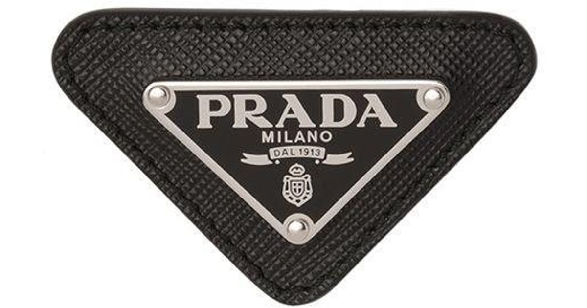 Prada Enamelled Triangular Logo Pin in Black for Men | Lyst UK