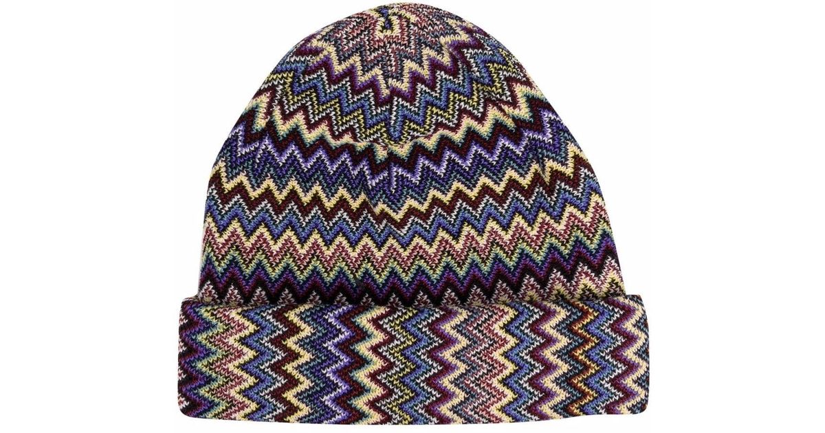 M Missoni Wool Beanie Hat in Blue - Lyst