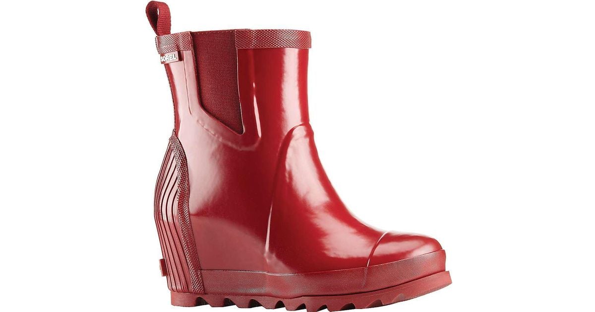 sorel red wedge boots
