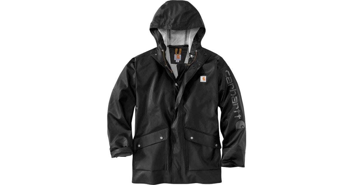 Carhartt Synthetic Midweight Waterproof Rain Storm Coat in Black for