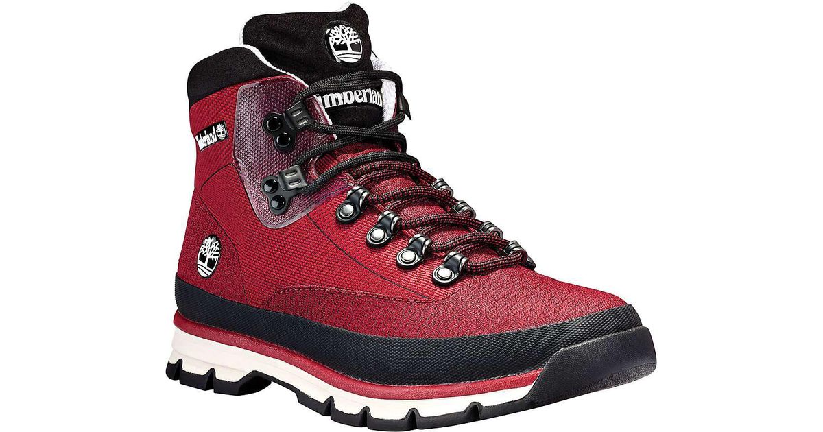 Timberland Lace Euro Hiker Jacquard Boot in Red for Men - Lyst