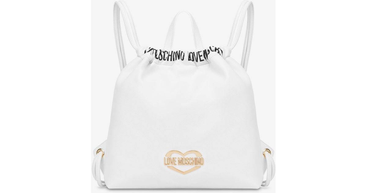 Moschino Logo Band Bucket Bag in White Lyst