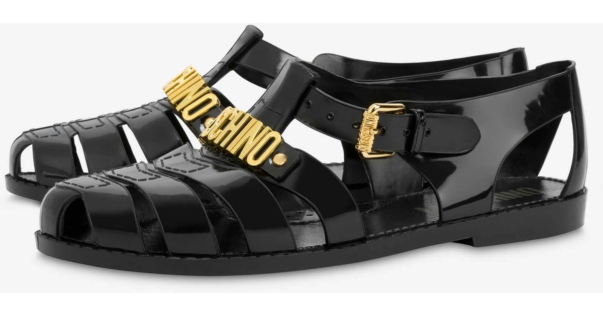 moschino logo jelly sandals