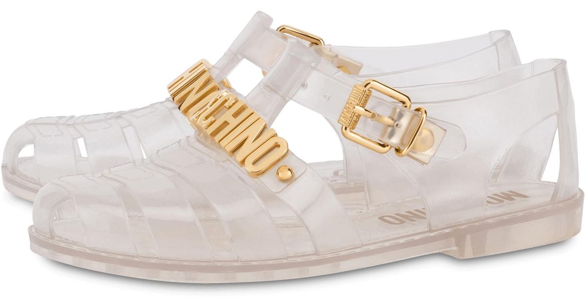 moschino jelly sandals with lettering logo