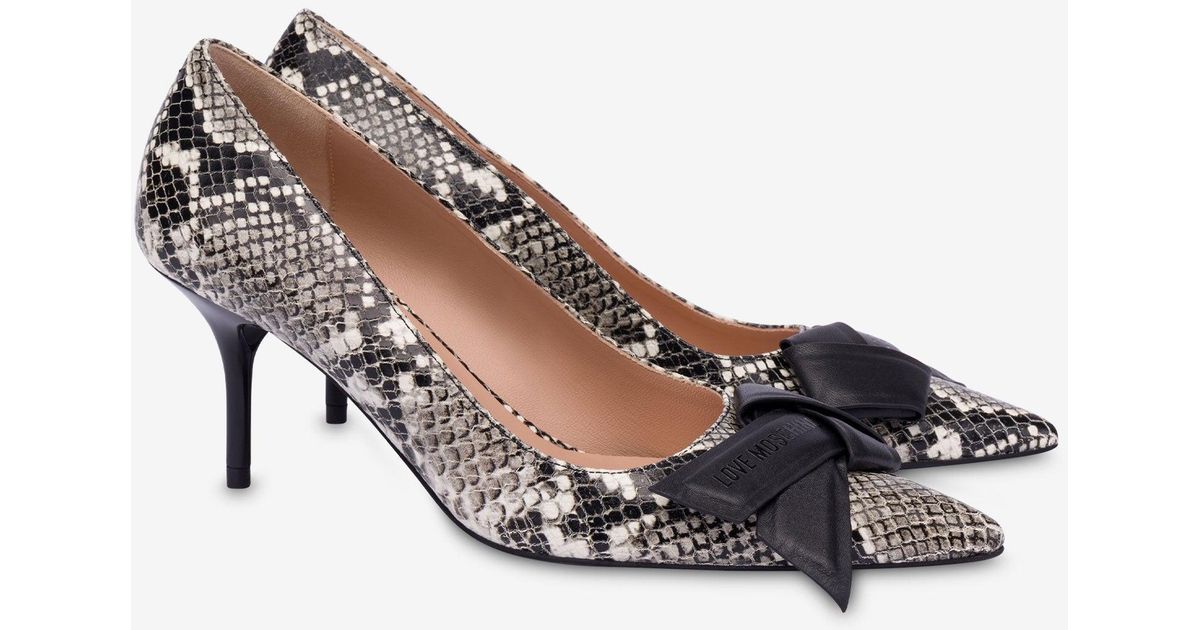 Love Moschino Python Print Calfskin Pumps in White | Lyst