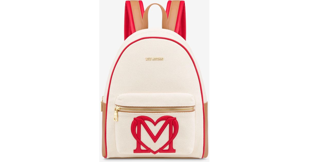 Moschino Sporty Love Canvas Backpack in Red | Lyst