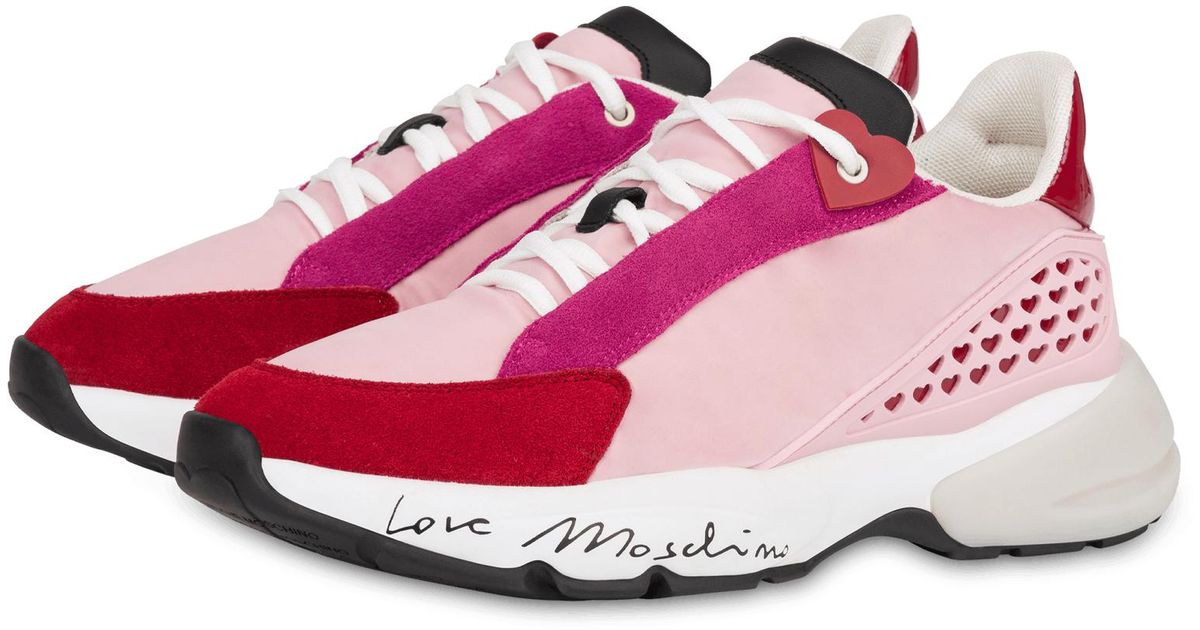 Moschino Sneaker Mit Perforierten Herzen Sporty Running in Pink Lyst DE