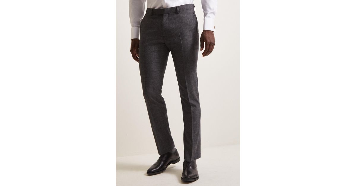 DKNY Wool Slim Fit Charcoal Check Trousers in Gray for Men - Lyst