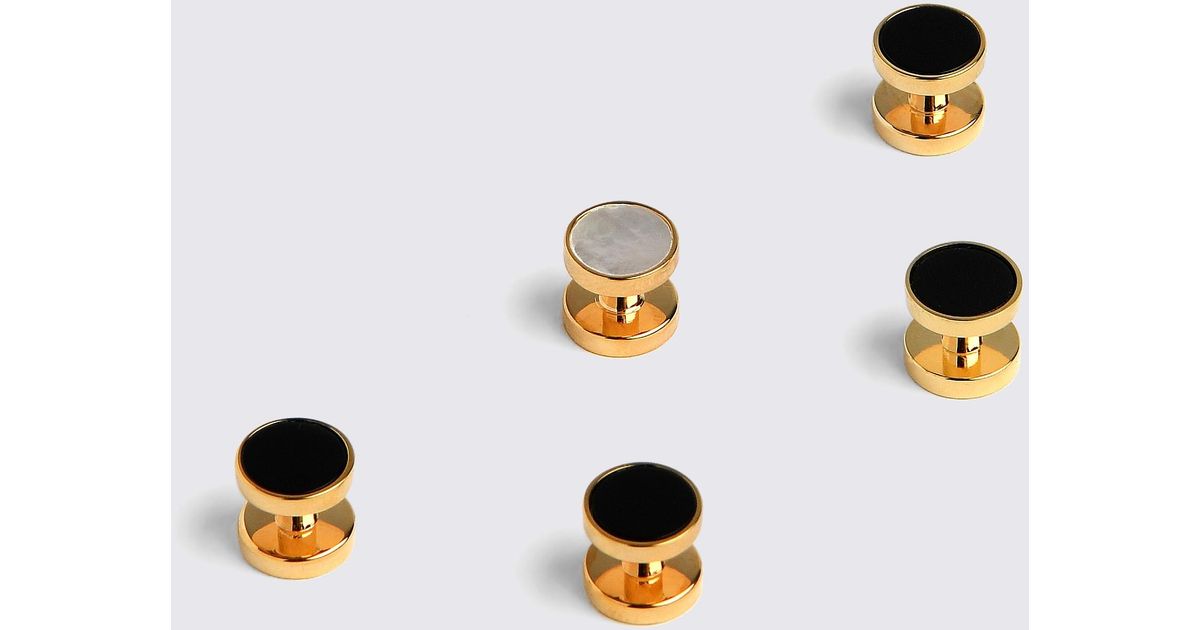 Moss Reversible Gold Onyx & Mother Of Pearl Dress Studs for Men Lyst