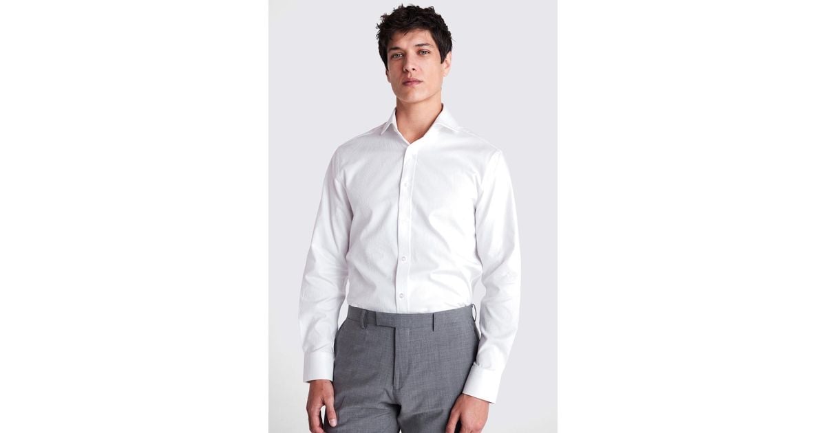 Moss Tailored Fit Dobby Shirt in White for Men Lyst UK