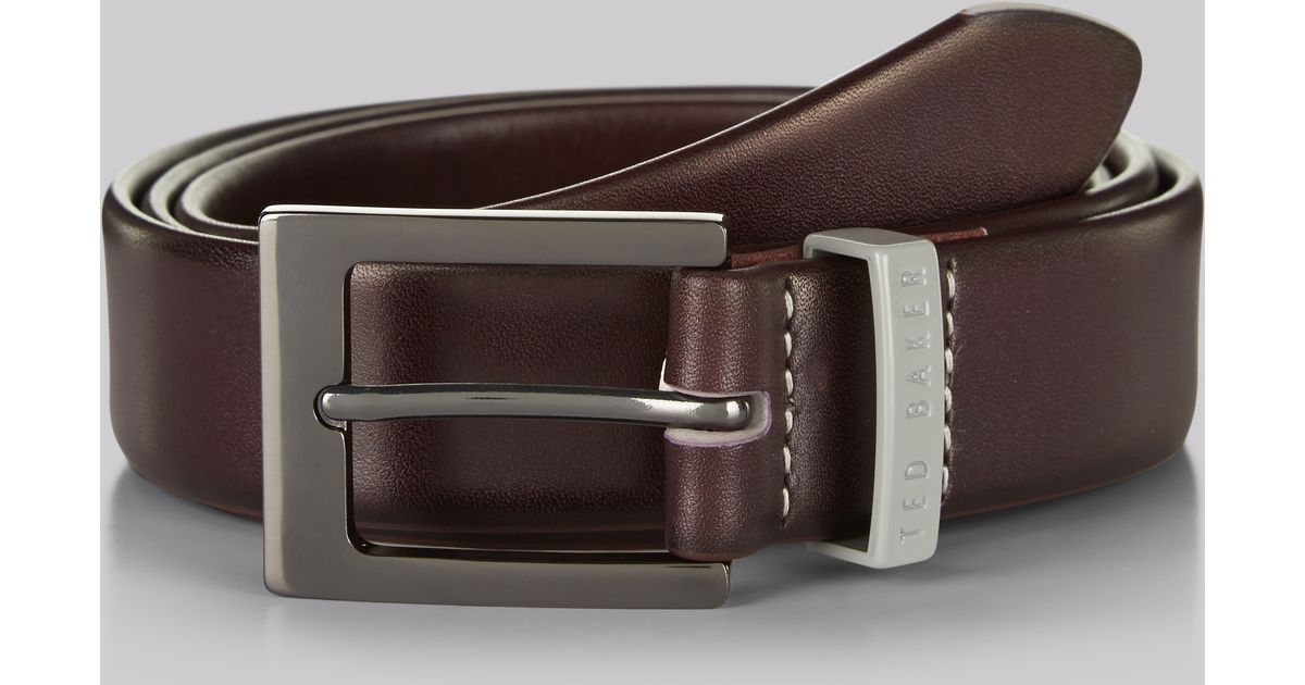 Ted Baker Oxblood Leather Belt in Brown for Men - Lyst