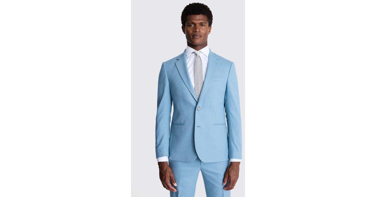Moss Slim Fit Duck Egg Flannel Suit Jacket in Blue for Men Lyst UK