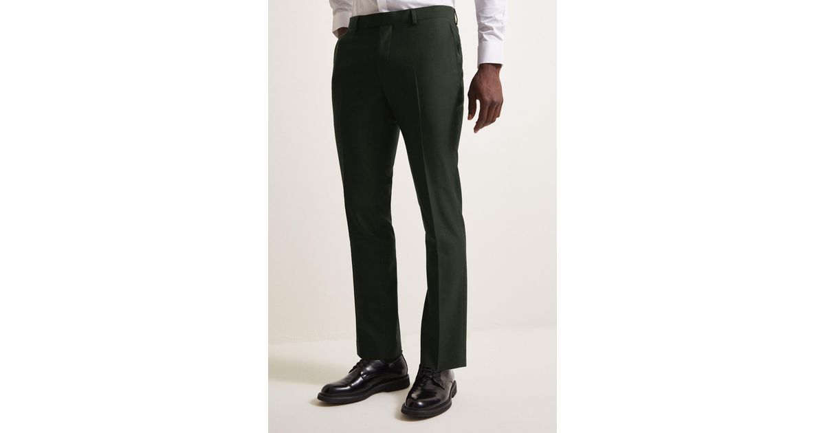 DKNY Wool Slim Fit Military Green Trousers for Men - Lyst