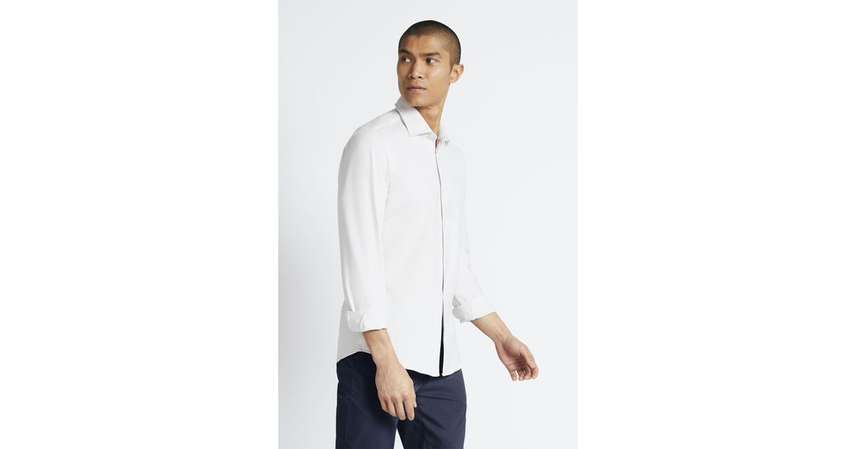 Synthetic Slim Fit Ecru Knit Shirt 