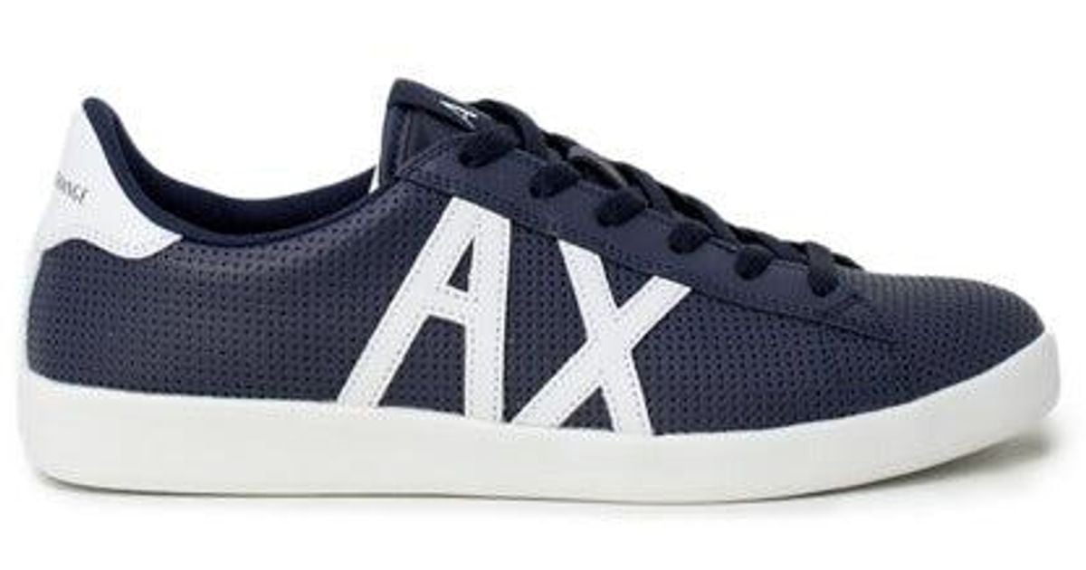Armani Exchange Leather Sneakers in Blue for Men - Lyst