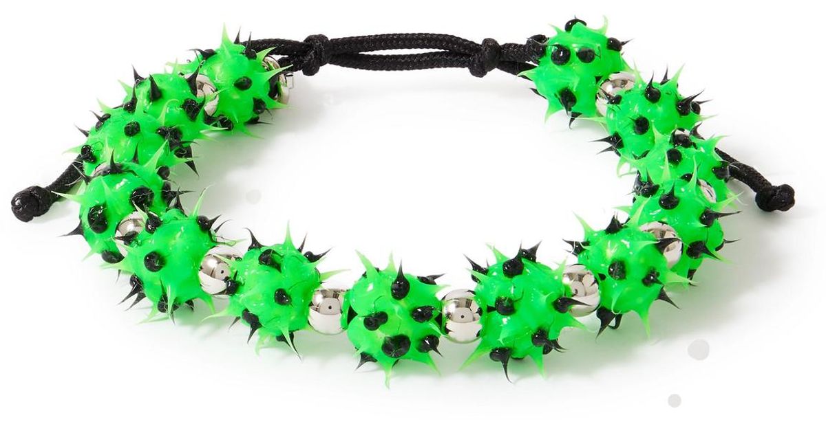 Balenciaga Malibu Silicone, -Tone And Cord Bracelet in Green Balenciaga Malibu Silicone, -Tone And Cord Bracelet in Green