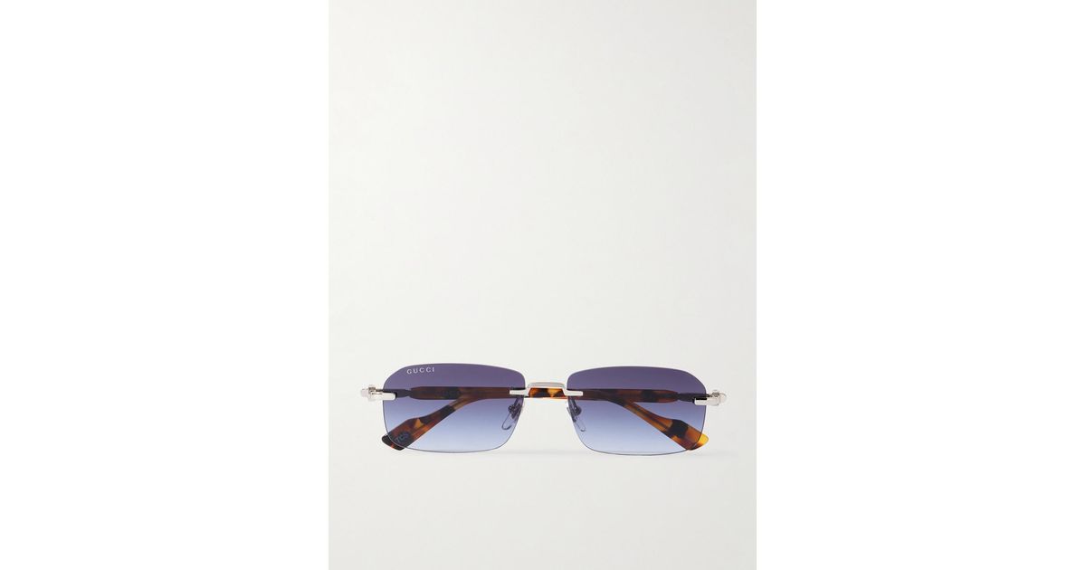 Gucci Rimless Rectangular-Frame-Tone And Acetate Sunglasses in