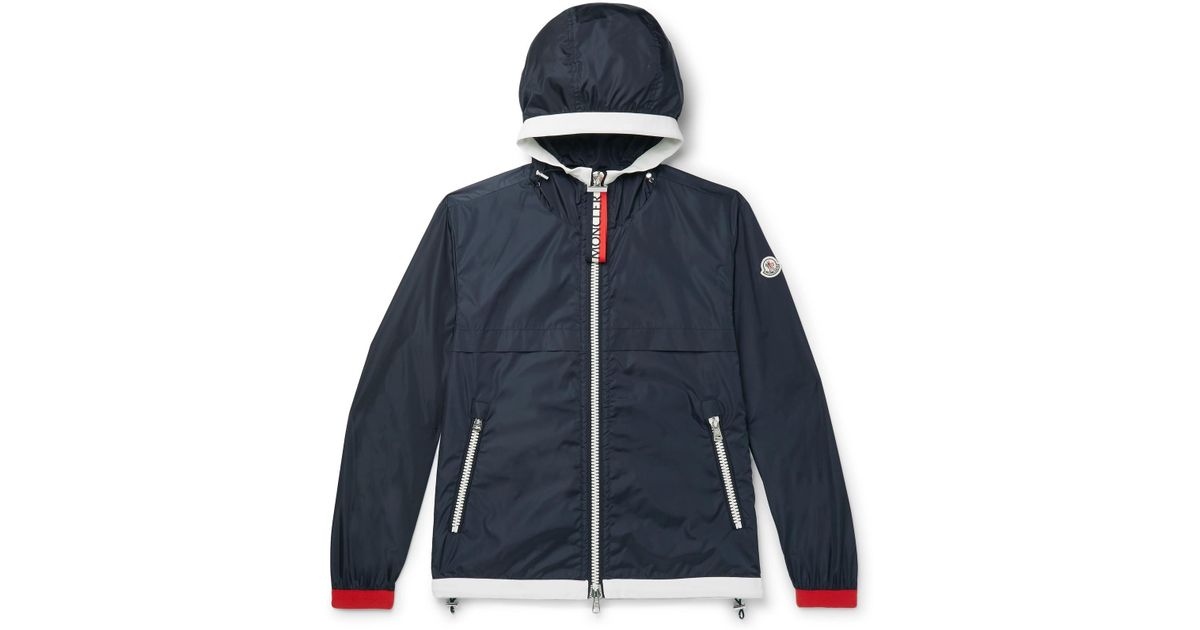 moncler blue alshat hooded shell jacket