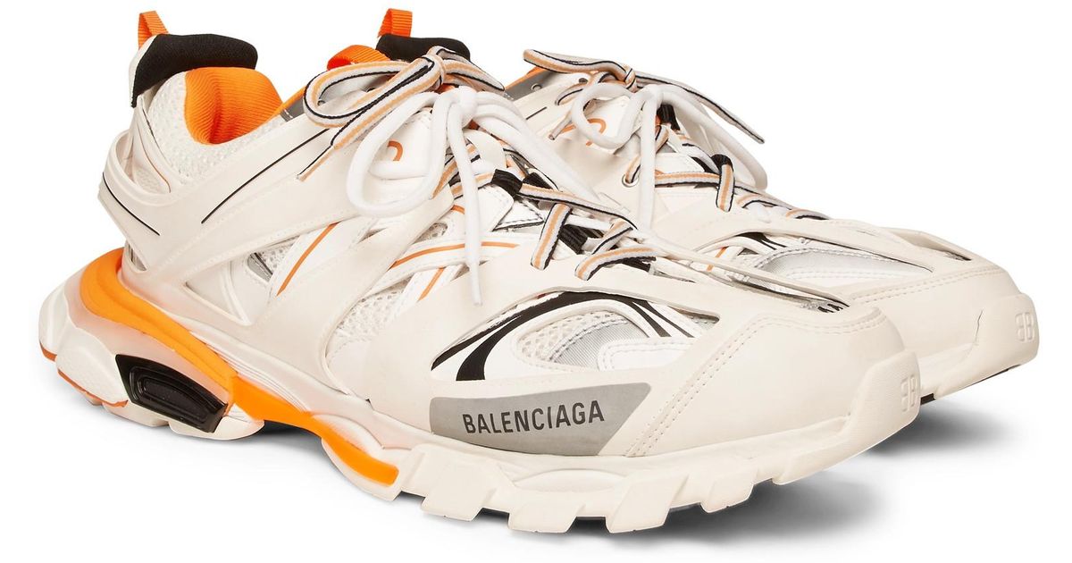 Balenciaga Track Mesh And Leather Sneakers in Orange White (White) for ...