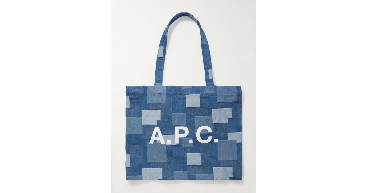 A.P.C. Diane Logo-print Patchwork Stonewashed Denim Tote Bag