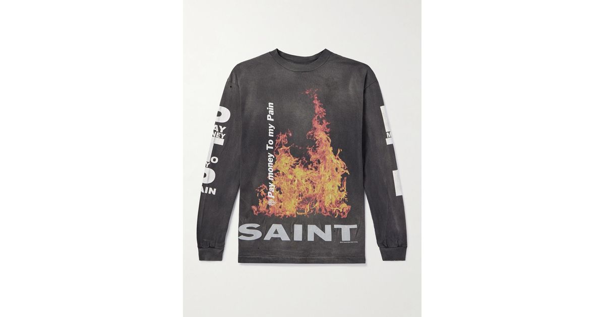 SAINT Mxxxxxx Pay Money To My Pain Printed Distressed Cotton