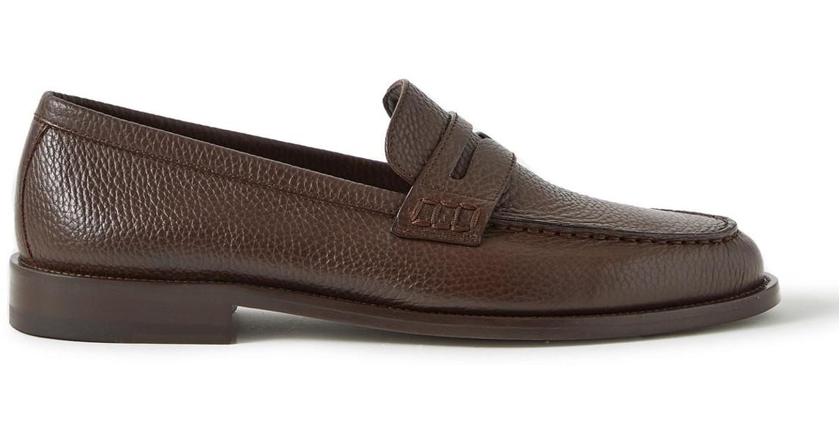 Manolo Blahnik Perry Full-grain Leather Penny Loafers in Brown for Men ...