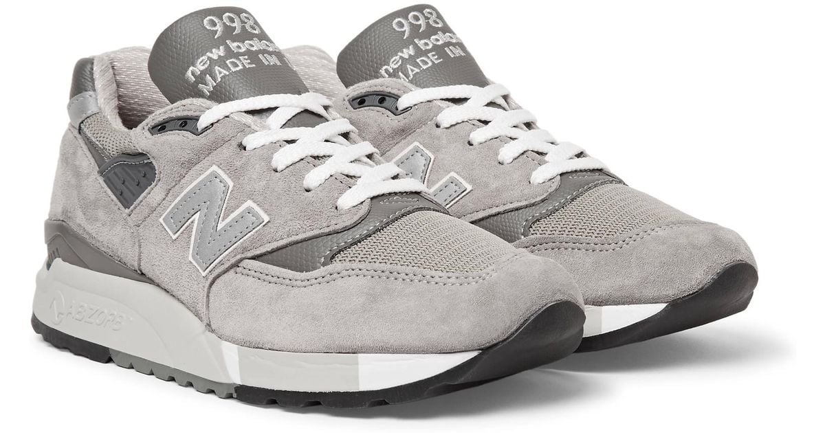 New Balance 998 Suede, Textured-leather And Mesh Sneakers in Gray for Men -  Lyst